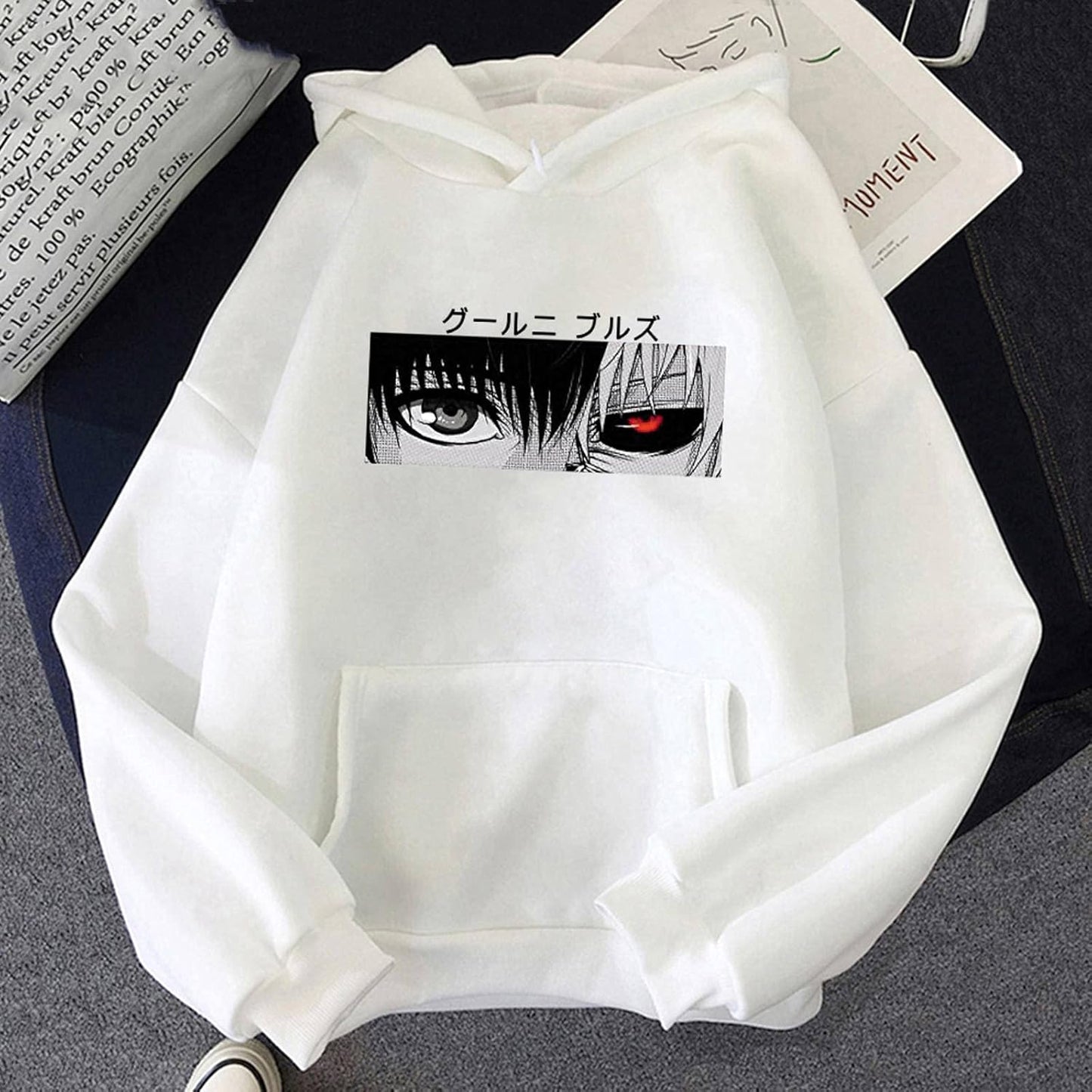 Tokyo Ghoul Kaneki Ken Eyes Japan Anime Print Pullovers Hoodie Men Loose Hop Sweatshirt Punk Streetwear Harajuku Women Hoody