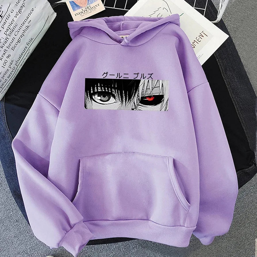 Tokyo Ghoul Kaneki Ken Eyes Japan Anime Print Pullovers Hoodie Men Loose Hop Sweatshirt Punk Streetwear Harajuku Women Hoody