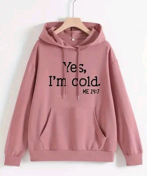 Unisex Personalized Slogan Hoodie Autumn Winter, Yes I Am Cold Casual Plush Pullover Long Sleeve Hoodie Streetwear Hip Hop Sweater for Men and Women
